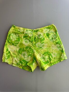 Retro 90s Catalina Neon Green High Rise Board Shorts Swim Shorts MEDIUM